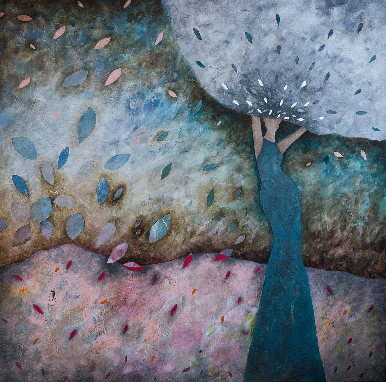"Into the sky" 100cm/100cm 2019 acrylic/canvas