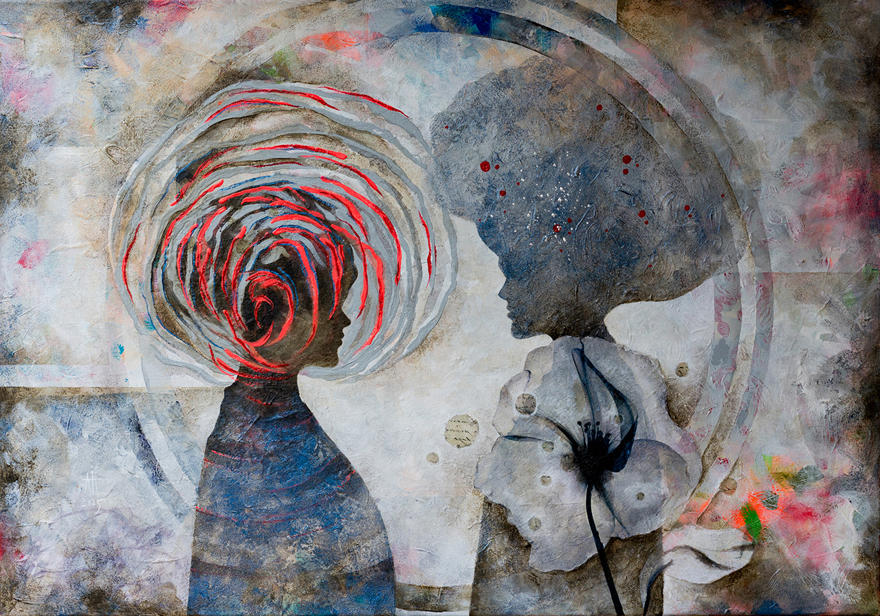 Talk to The Self - mixed media/canvas 100/70 cm 2025