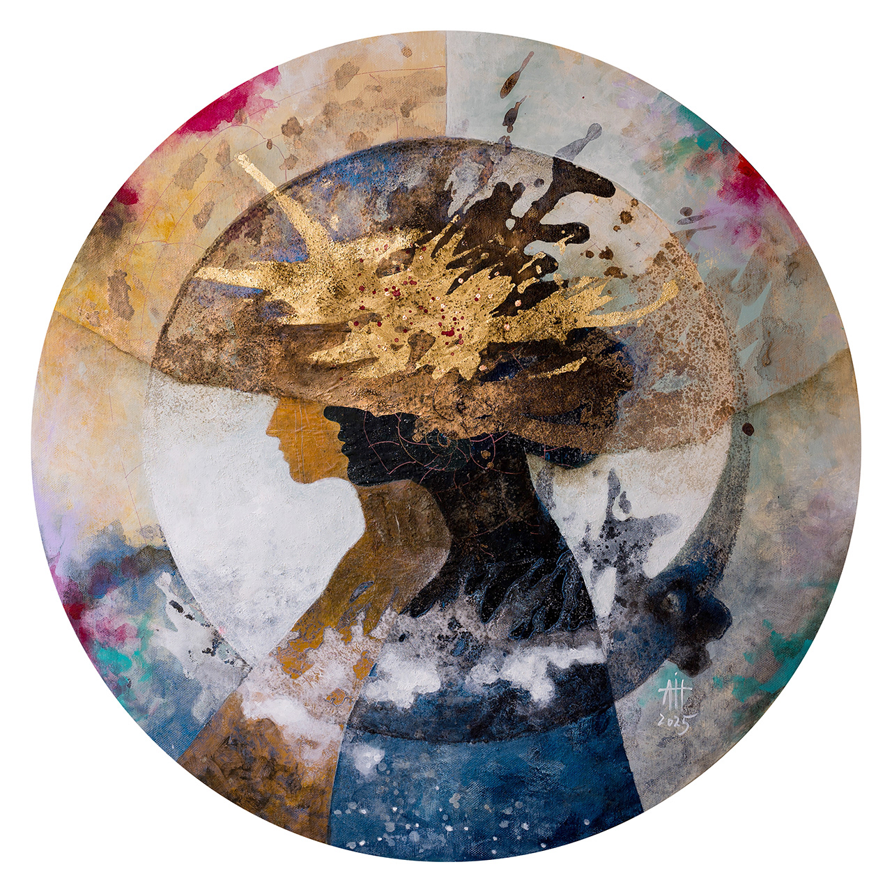 Splash mixed media/canvas 60 cm diameter