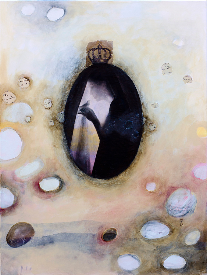 "The princess with bird" 2014 60cm/80cm mixed media/canvas
