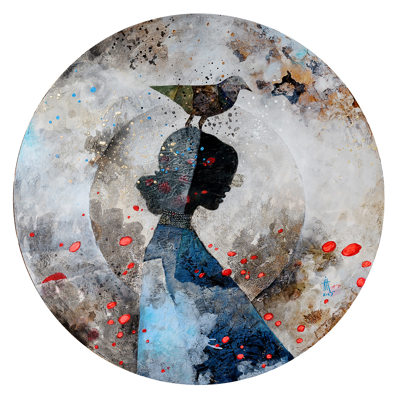 Poem of the Dreams mixed media on canvas 60 cm diameter 2025