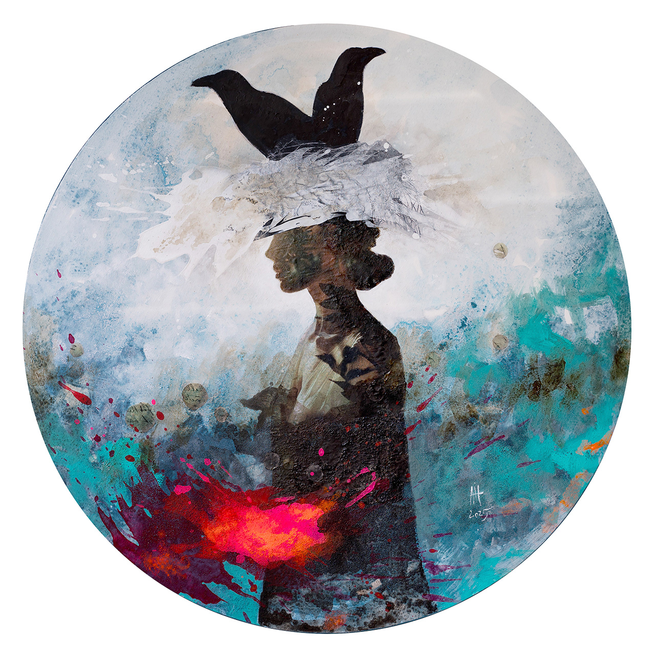 The Nest mixed media/canvas 60 cm diameter