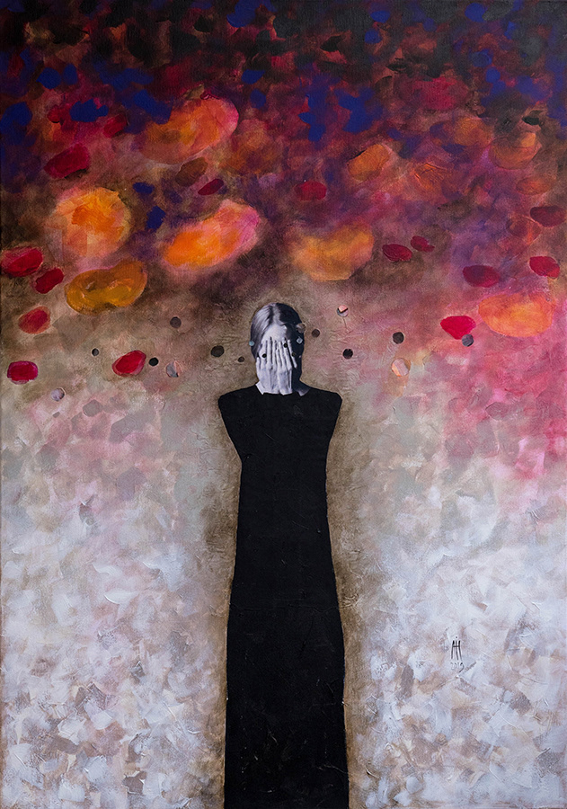 "Hide" 2019 70cm/100cm mixed media/canvas