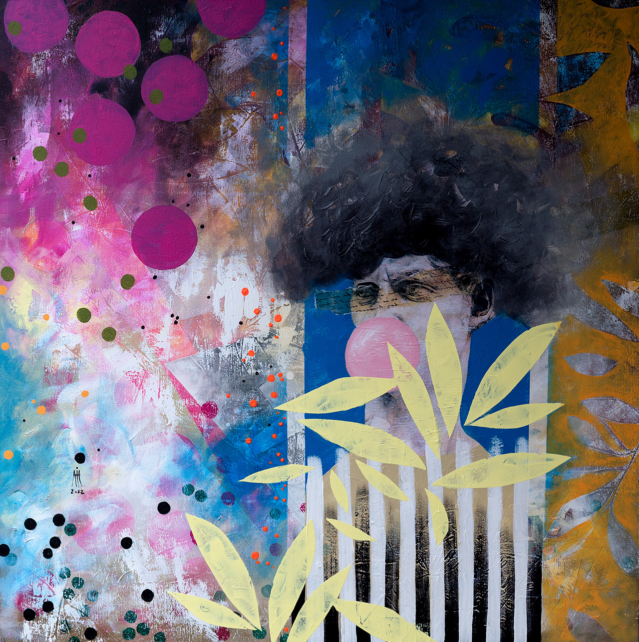 Bubble gum 1m/1m mixed media/canvas 2022