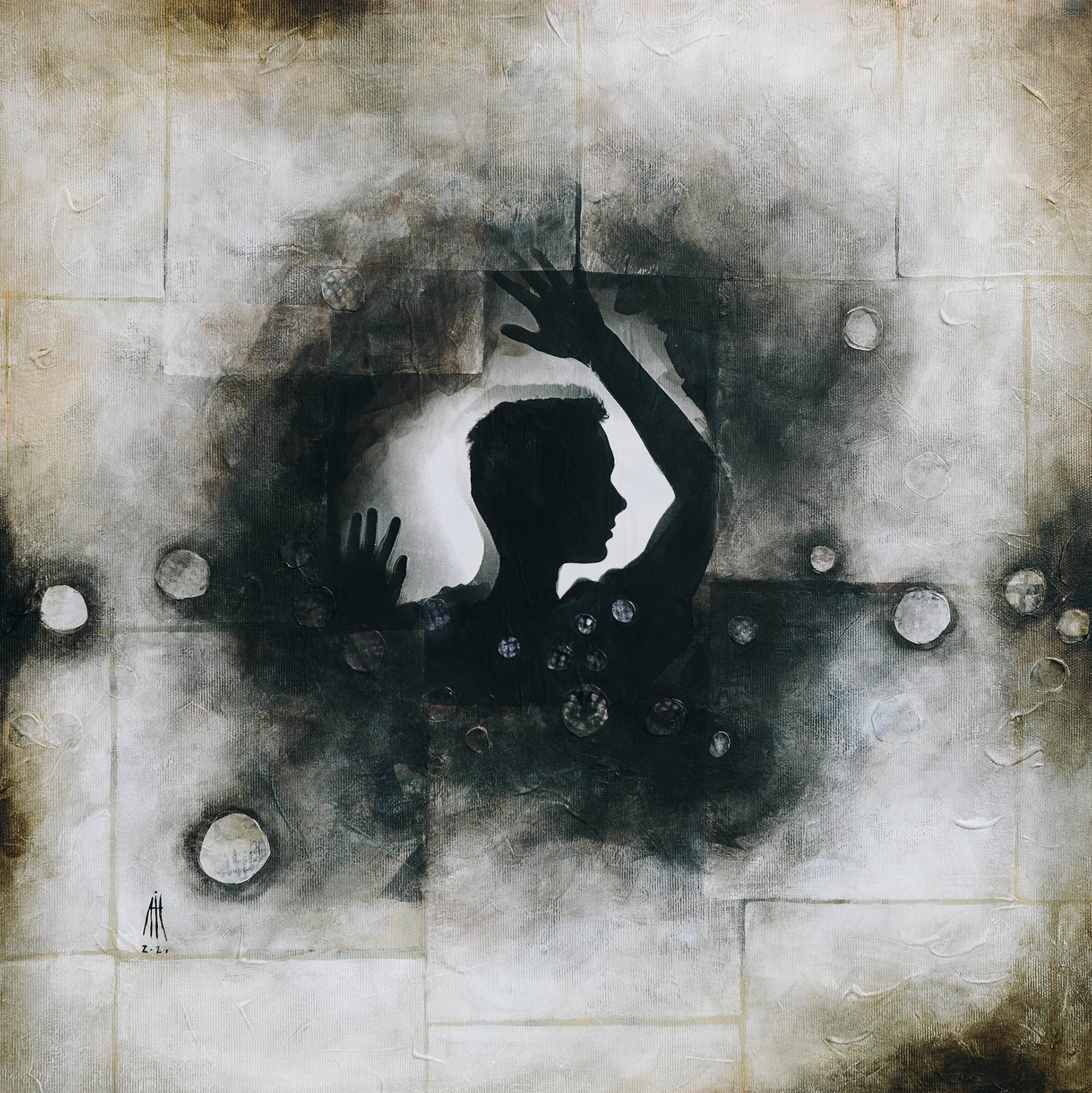 Imagine/Silhouette mixed media/canvas 50cm/50cm 2020