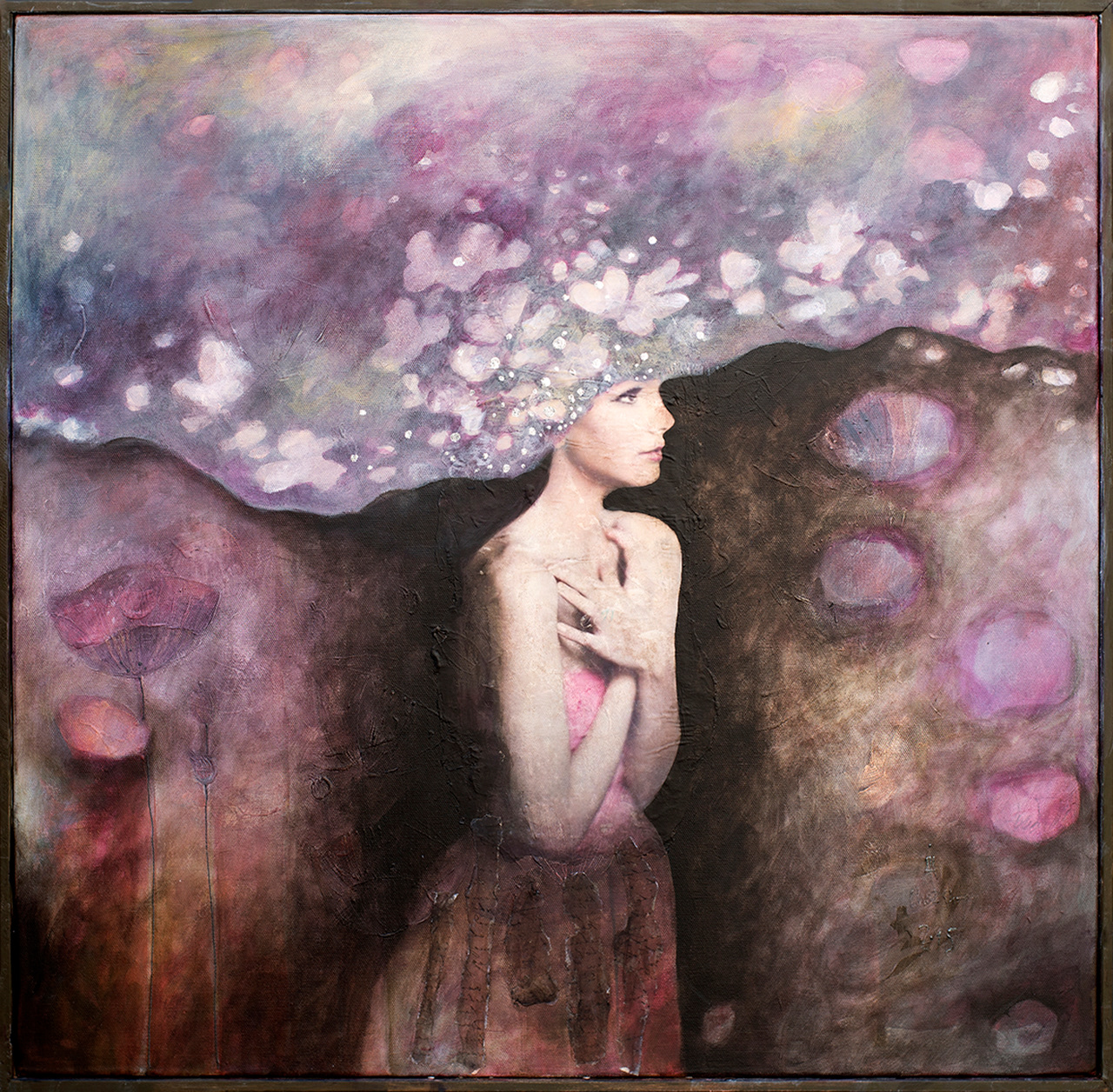 "Pink romance" 2015 80cm/80cm mixed media/canvas