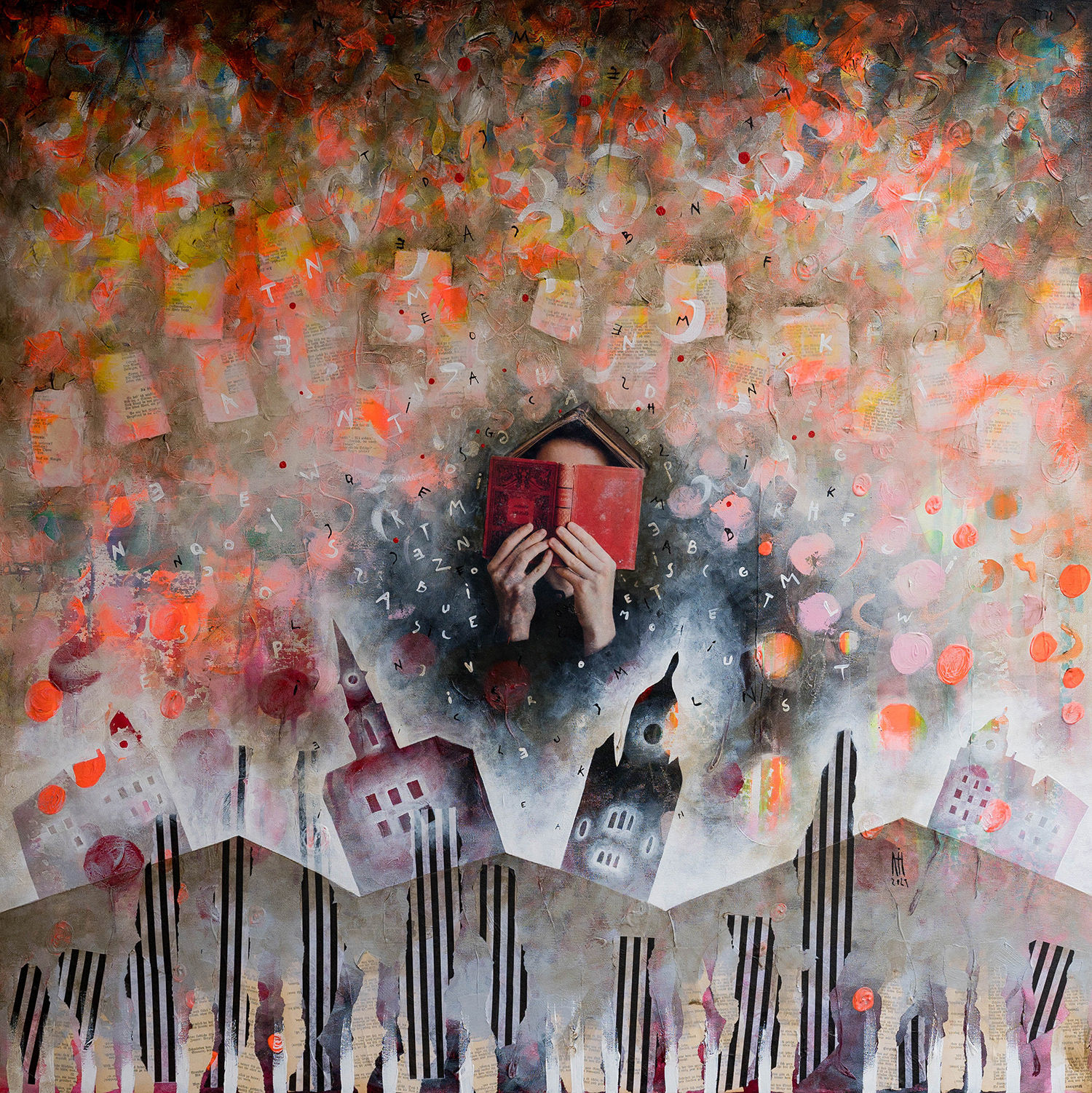 Another page of life mixed media/canvas 90cm/90cm 2021