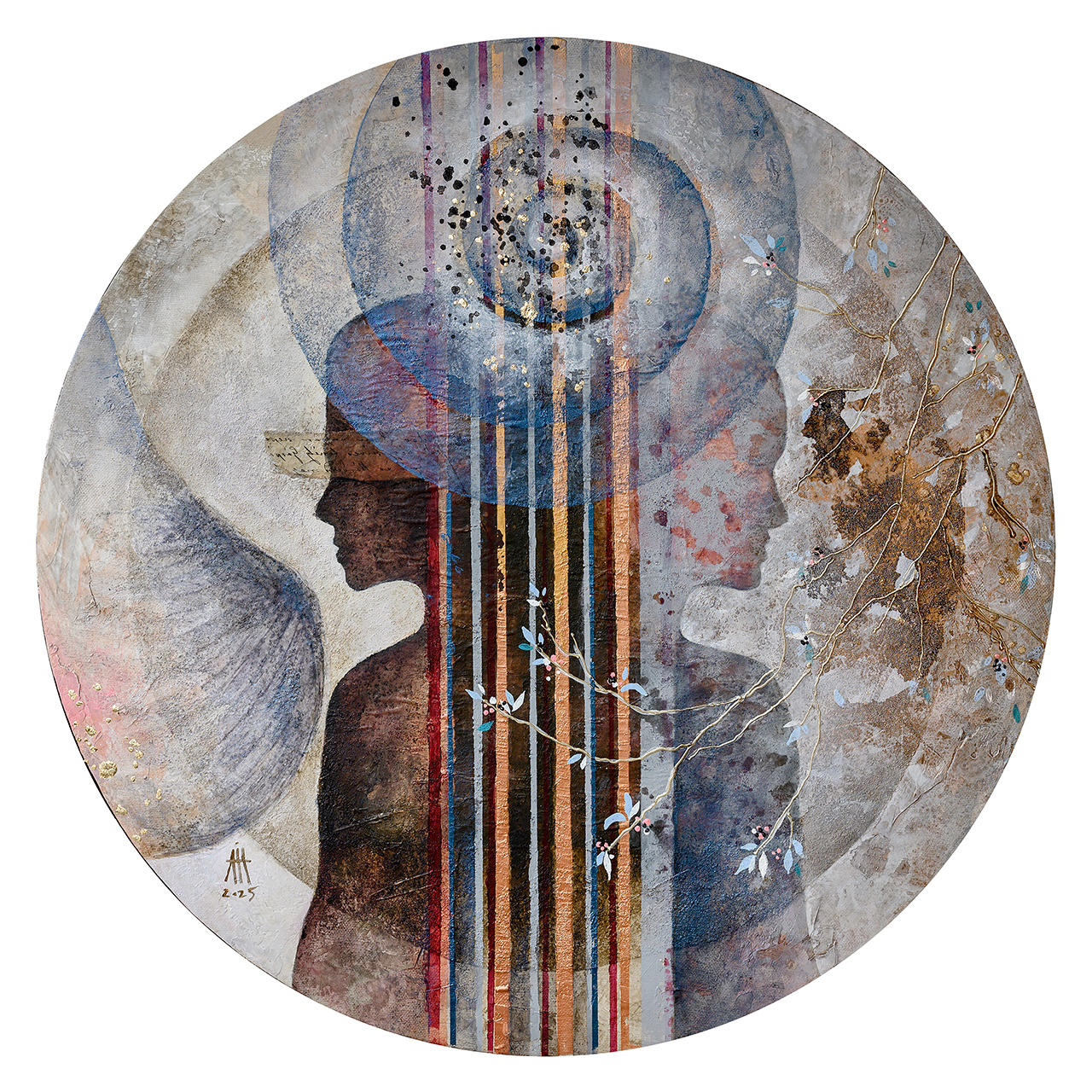 Spirits mixed media on canvas 60 cm diameter 2025