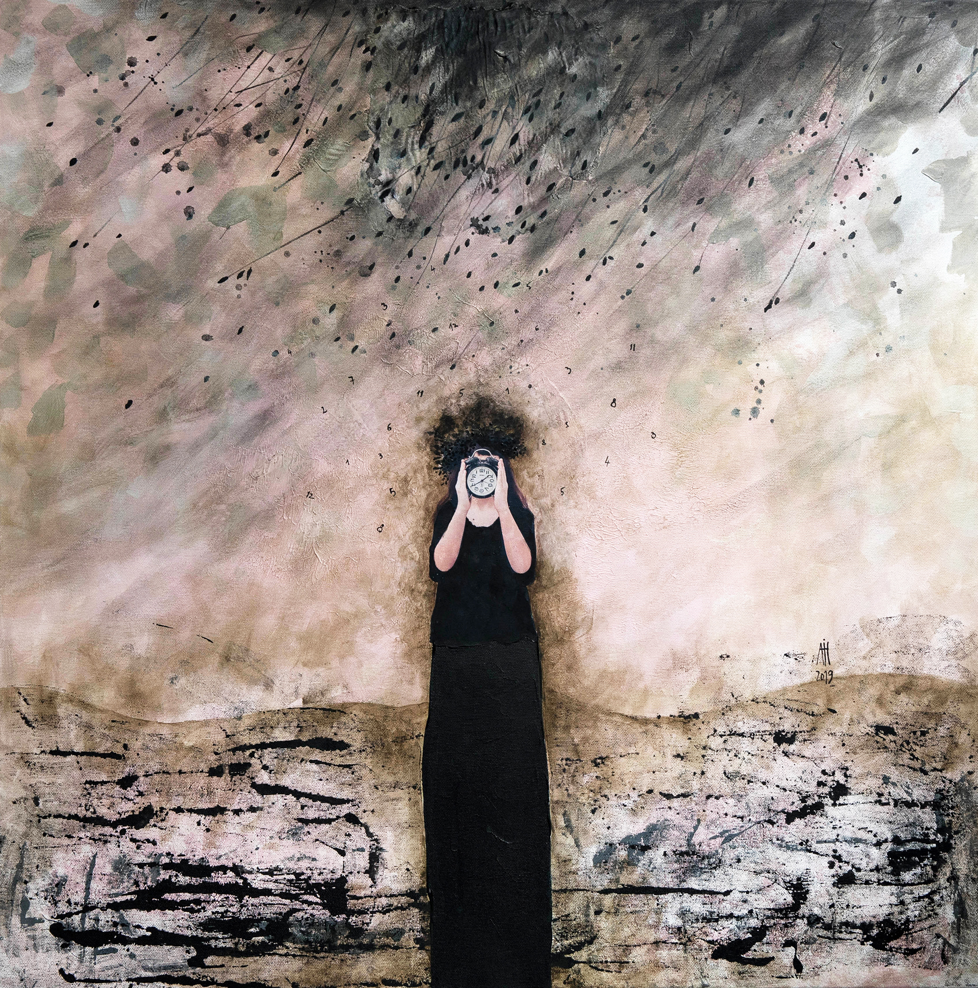 Time 2019 mixed media/canvas 80cm/80cm