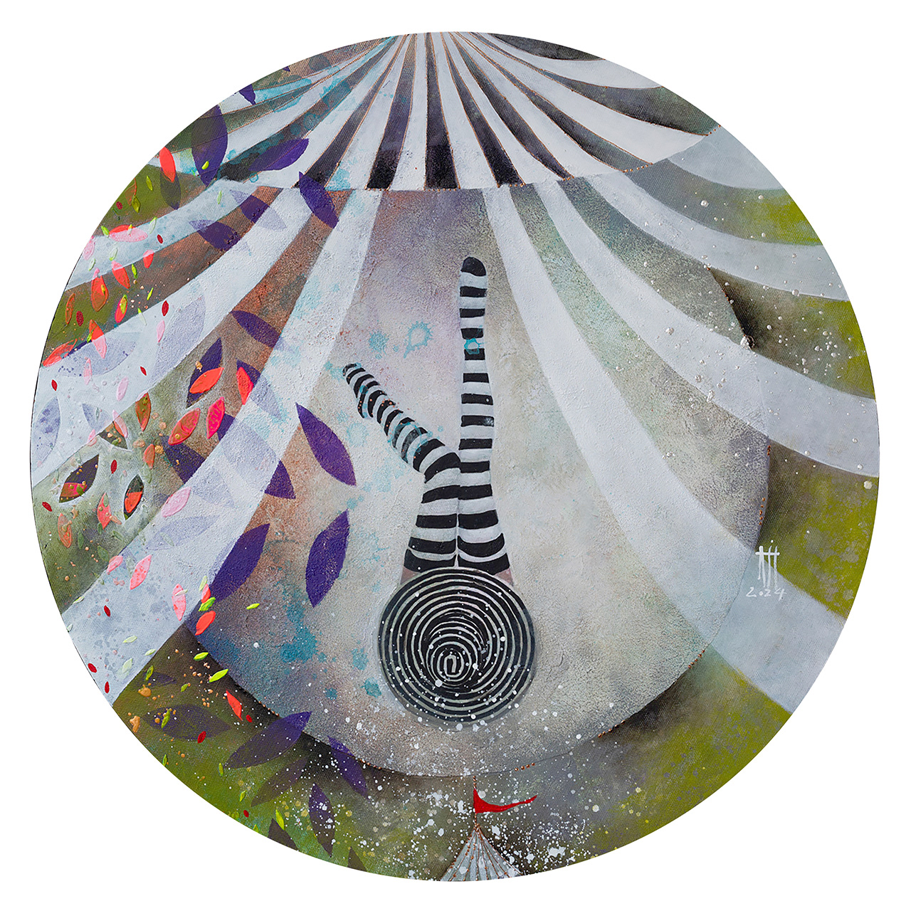 Circus 60 cm diameter mixed media/canvas 2024