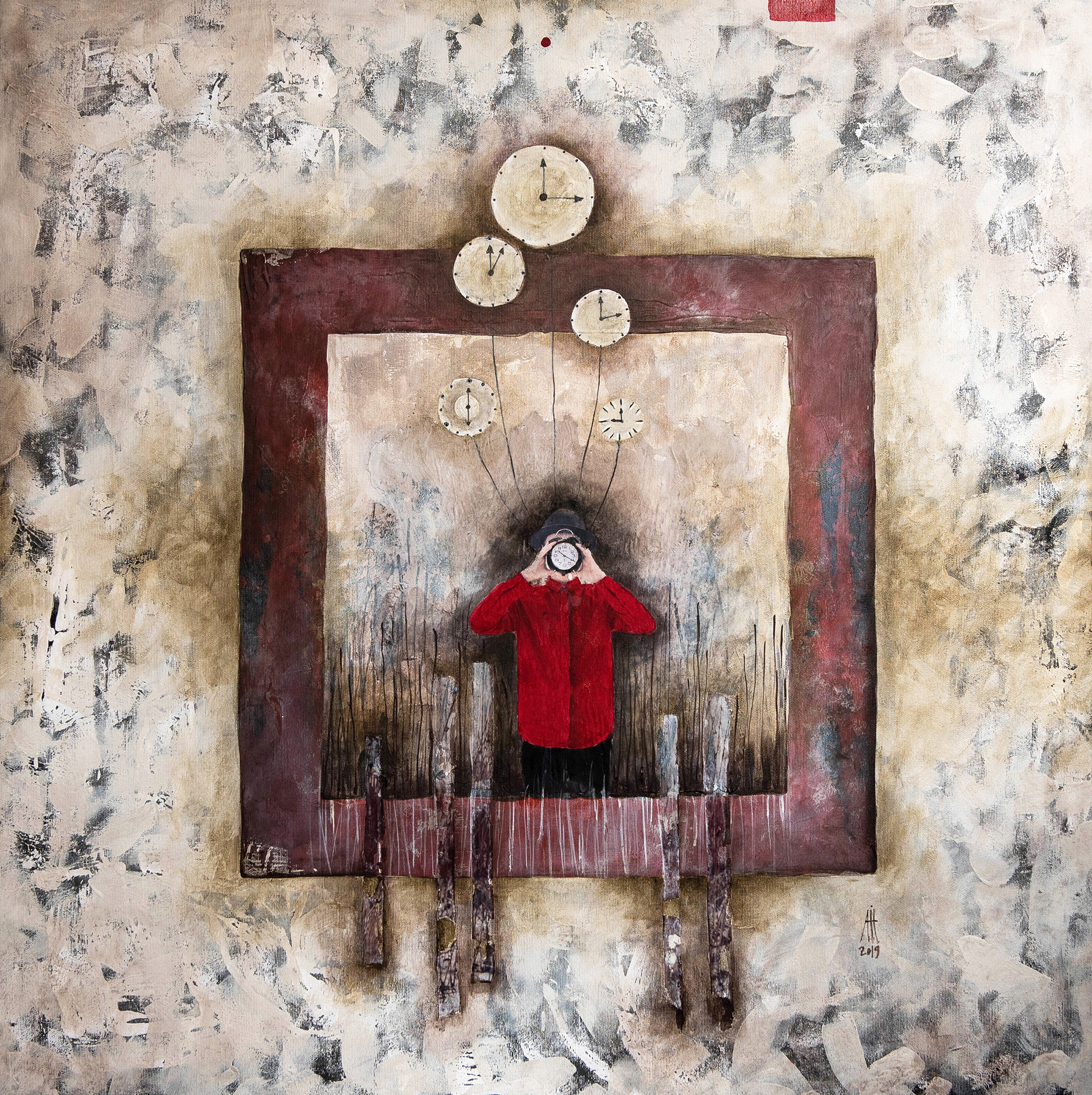 The Clock 2019 mixed media/canvas 80cm/80cm