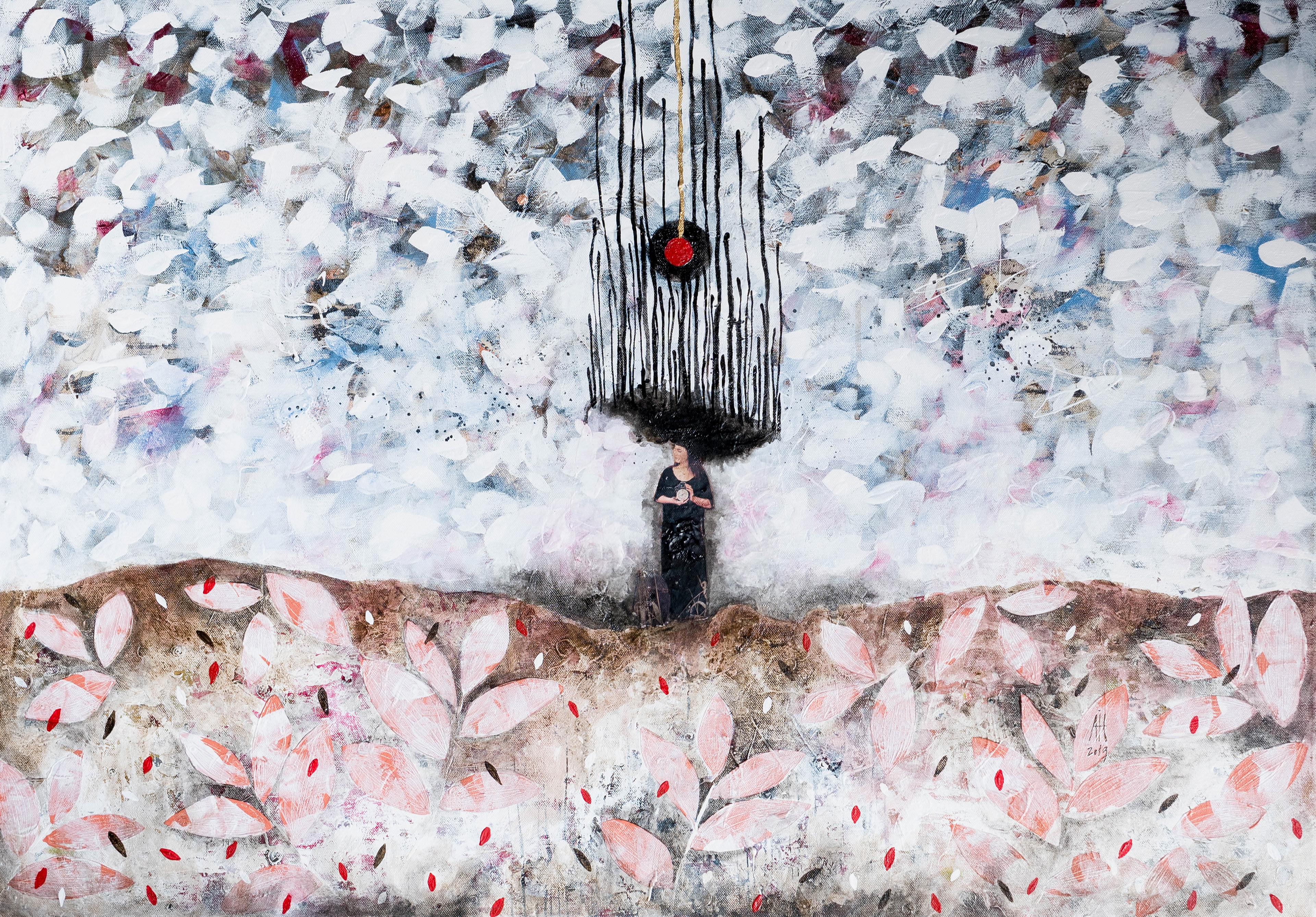 The Pendulum 2019 mixed media/canvas 70cm/100cm