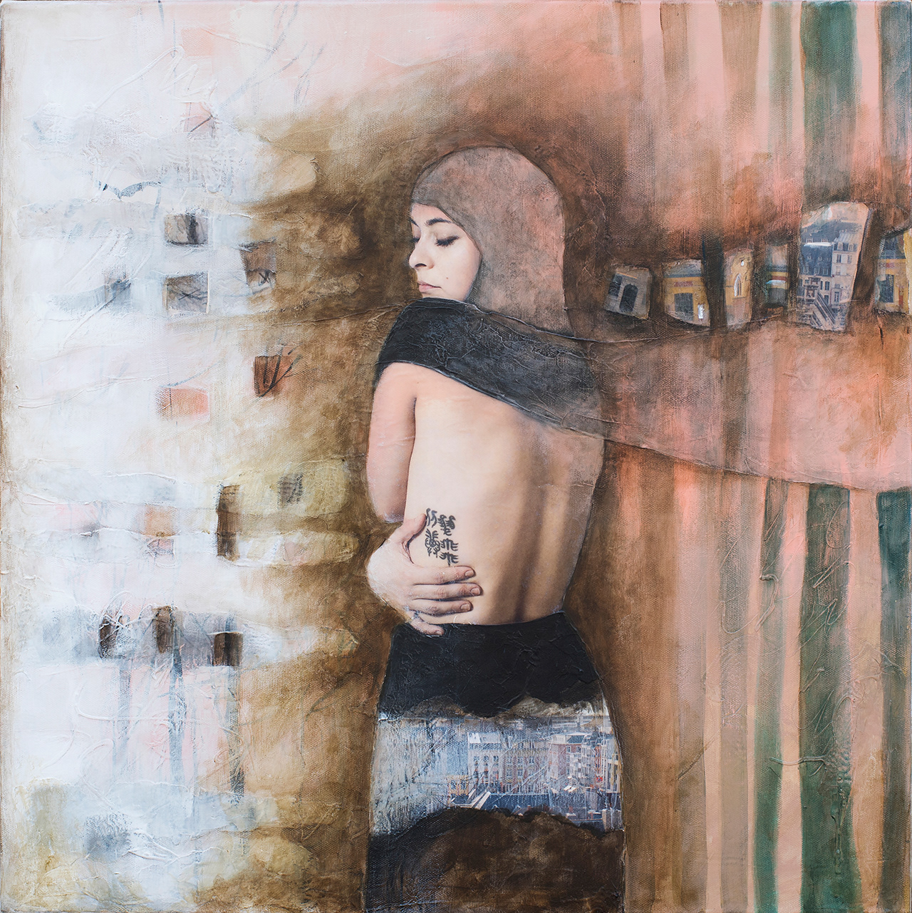 Selfportrait 2016 60cm/60cm mixed media/canvas