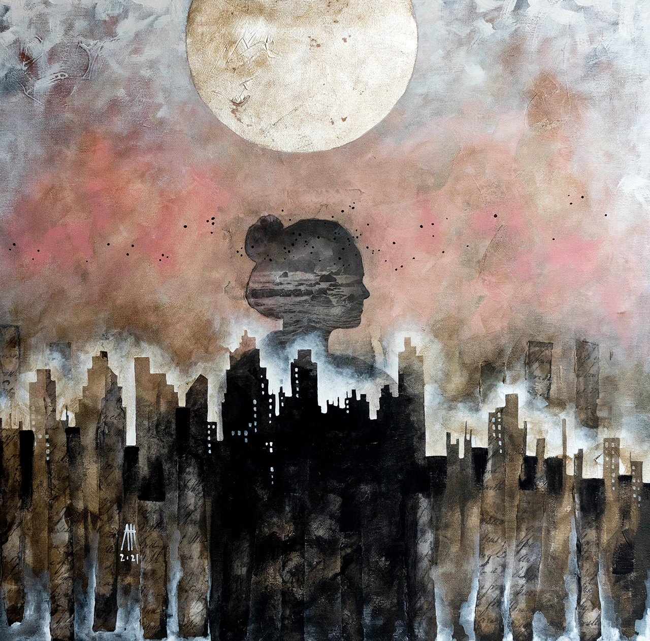 Full moon mixed media/canvas 60cm/60cm 2021