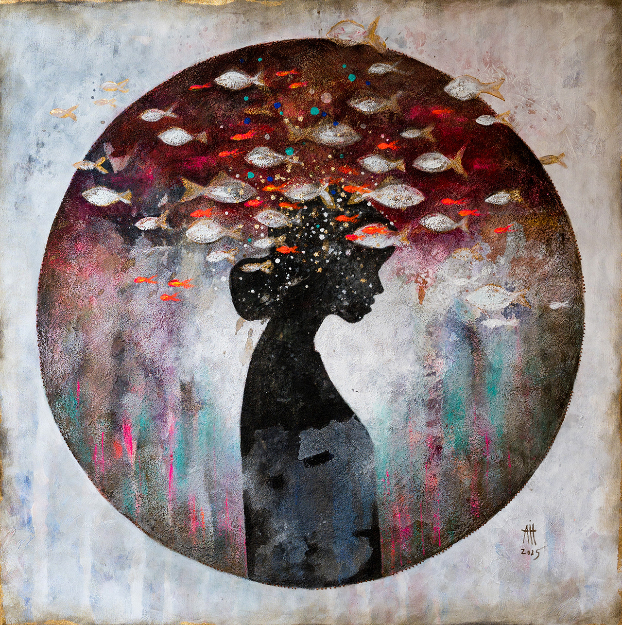 Fish in my Dream mixed media/canvas 80cm/80cm