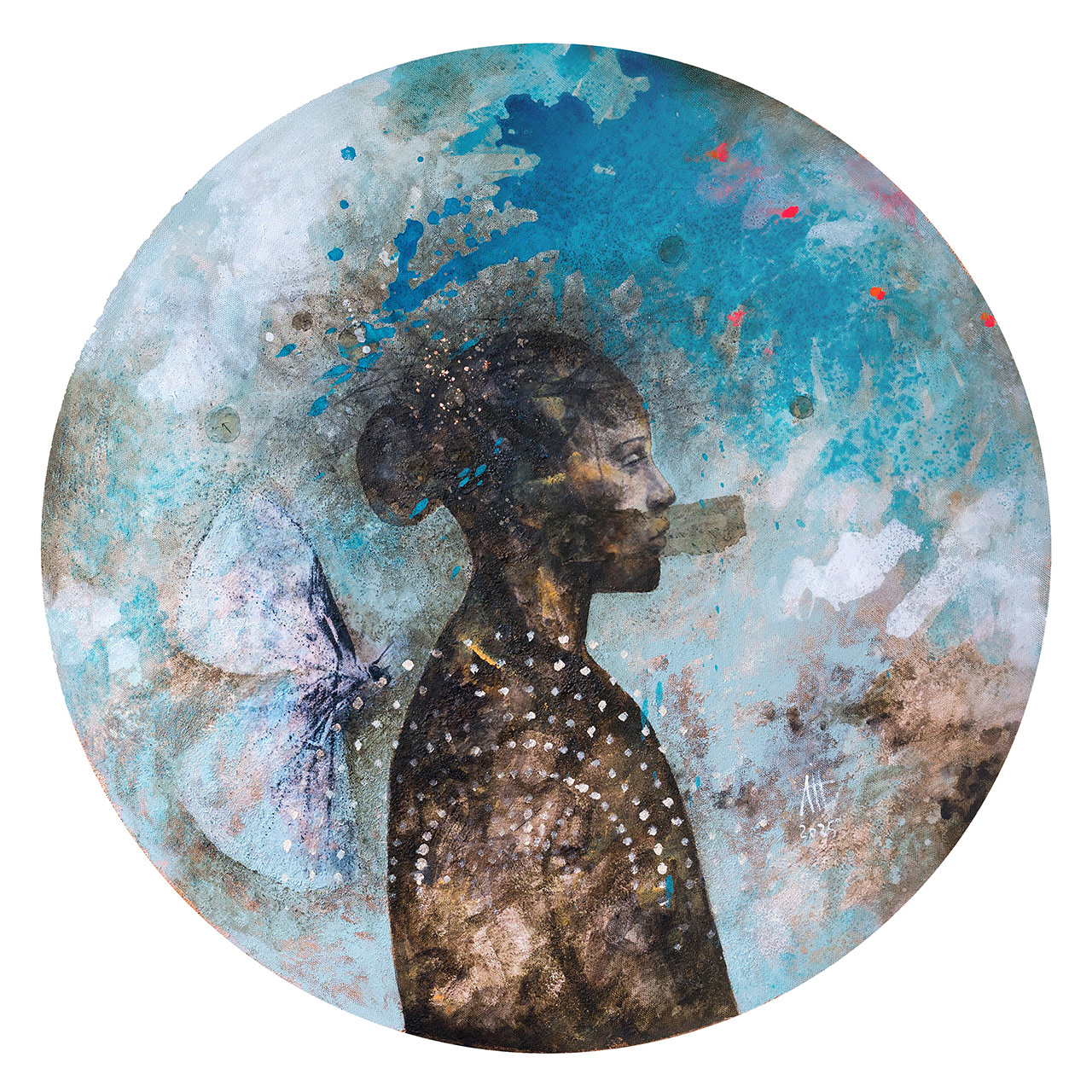 Indigen mixed media/canvas 60 cm diameter