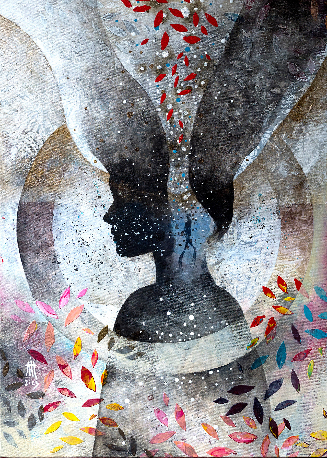 Deep waters 50/70 cm mixed media/canvas 2023