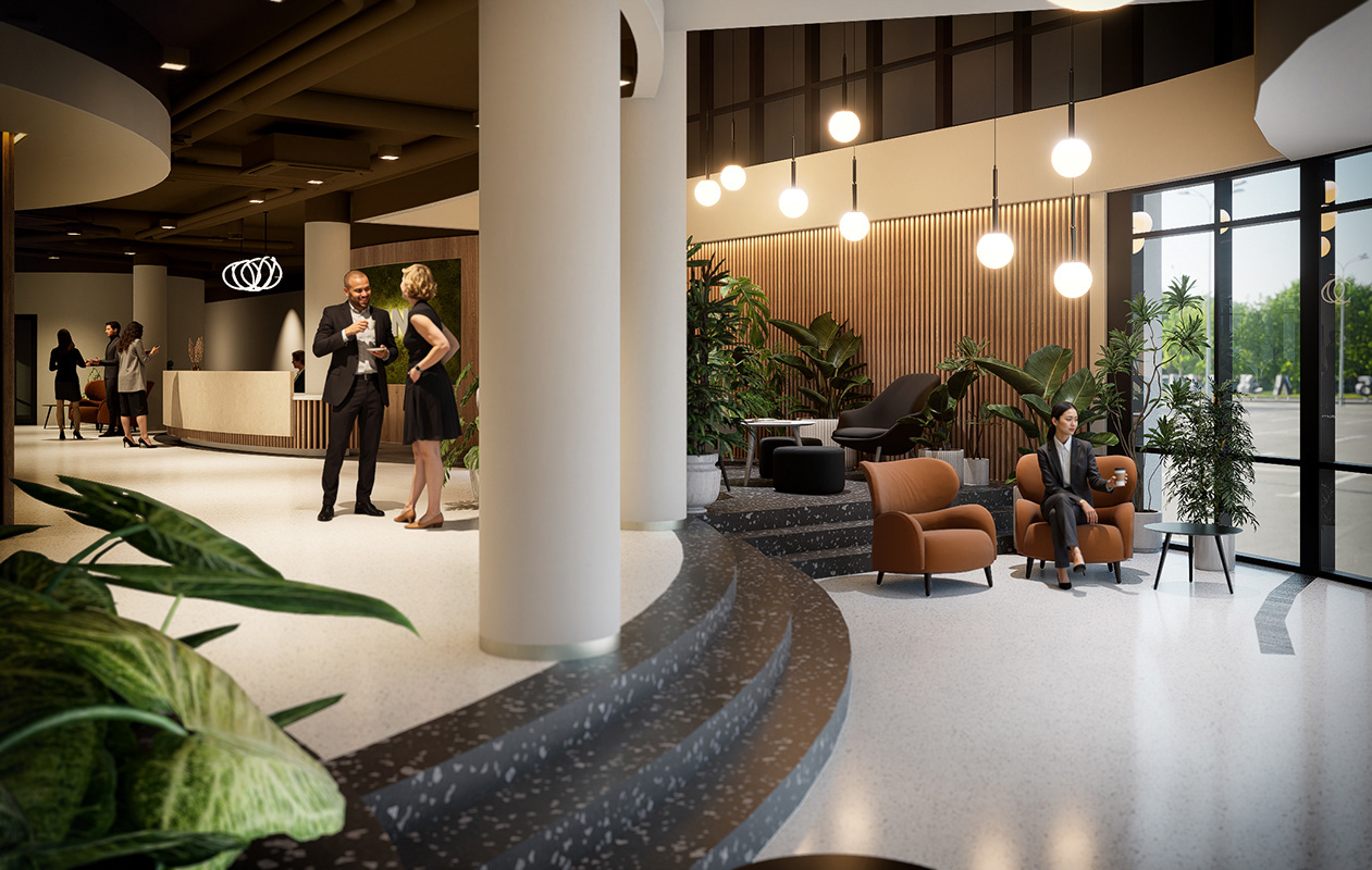 Koncepcja modernizacji holu w budynku Irydion w Warszawie