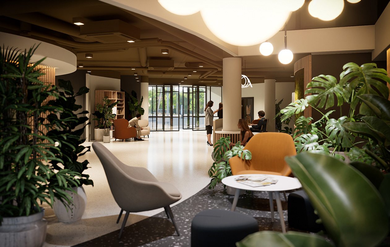 Koncepcja modernizacji holu w budynku Irydion w Warszawie