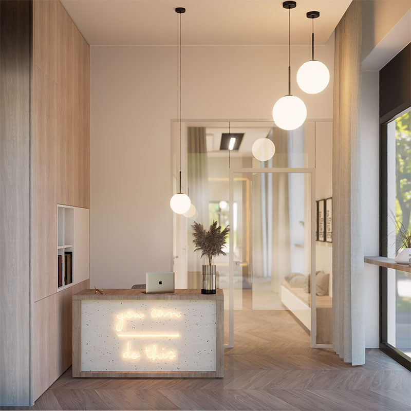 Projekt wnętrz studio jogi przy ul. Pałuków w Warszawie