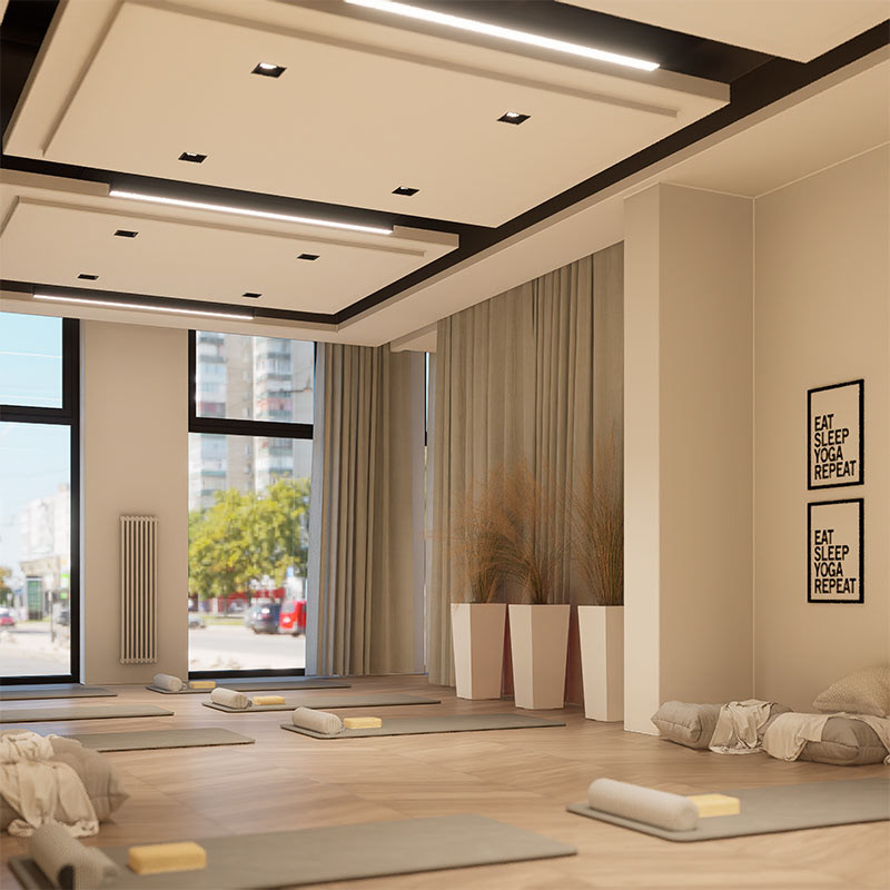 Projekt wnętrz studio jogi przy ul. Pałuków w Warszawie