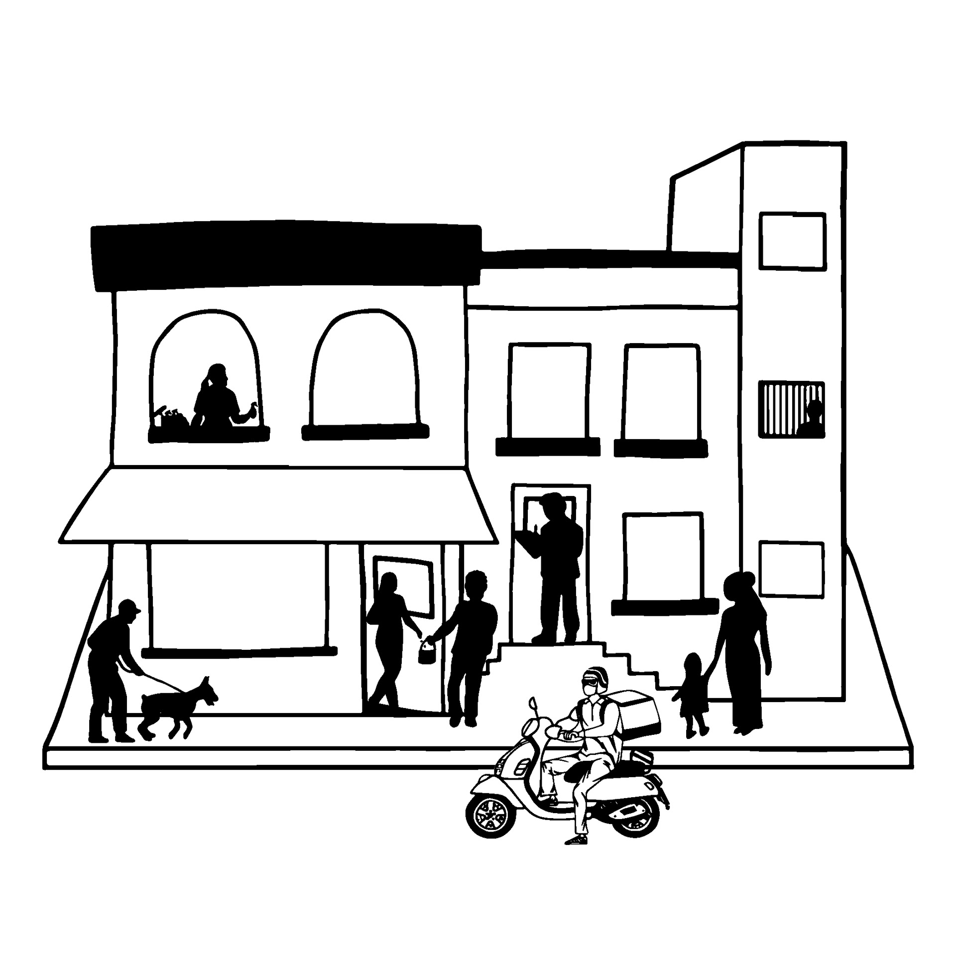 Black and white illustration for print