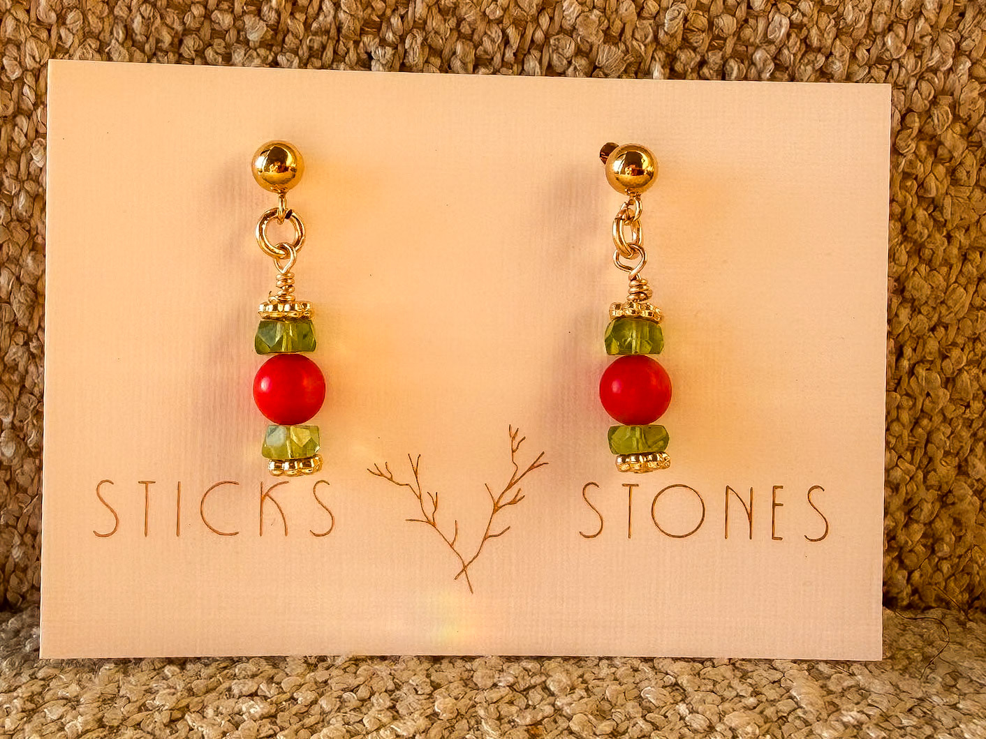 105  Peridot & Red Coral $40 