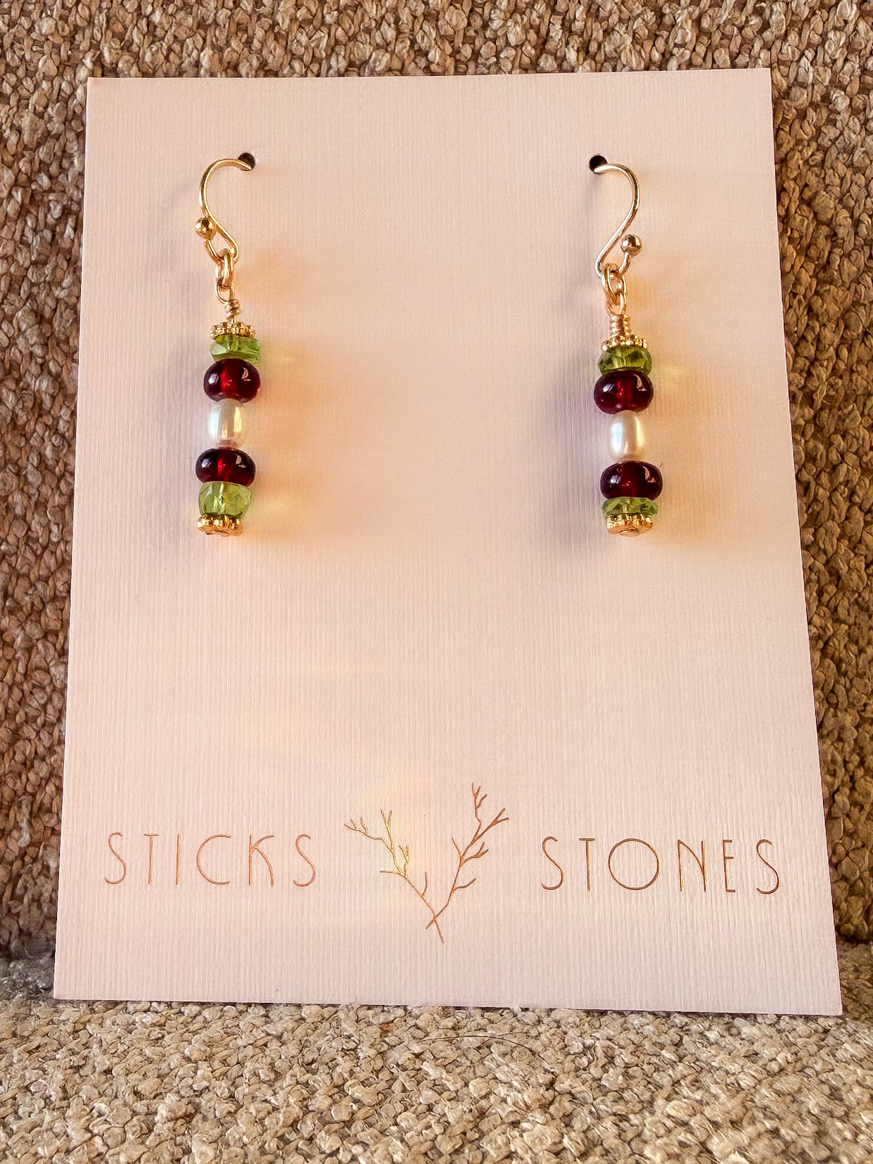 108 Garnet, Peridot and Pearl $50