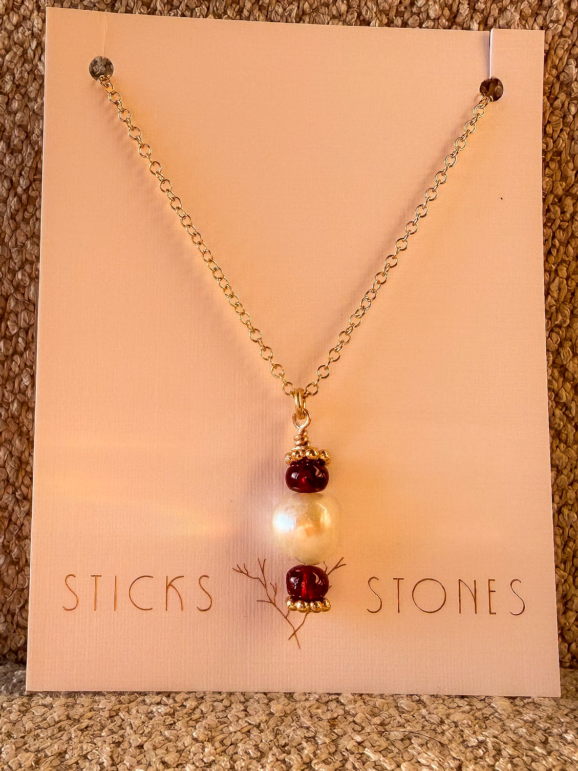 107 Garnet and Pearl Necklace $90 