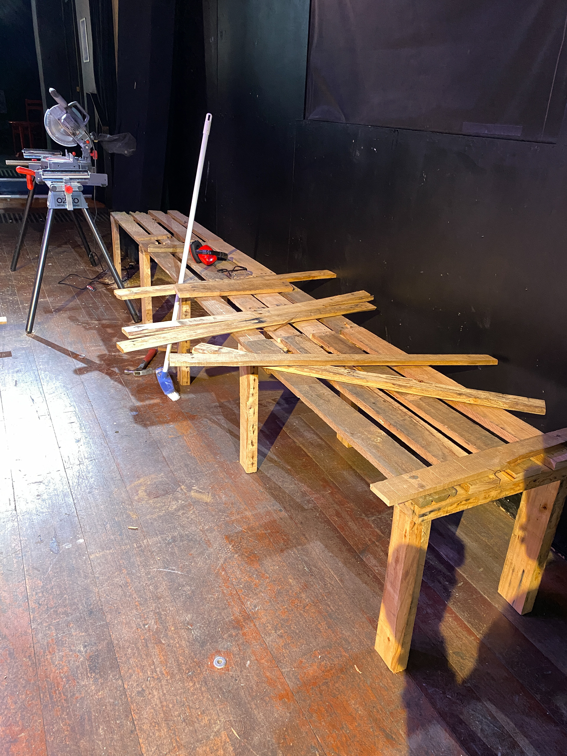 Bench made from wood pallets