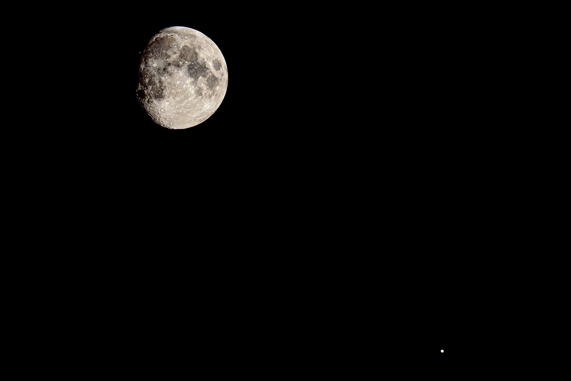 The Moon and Jupiter (little wgite dot bottom right).