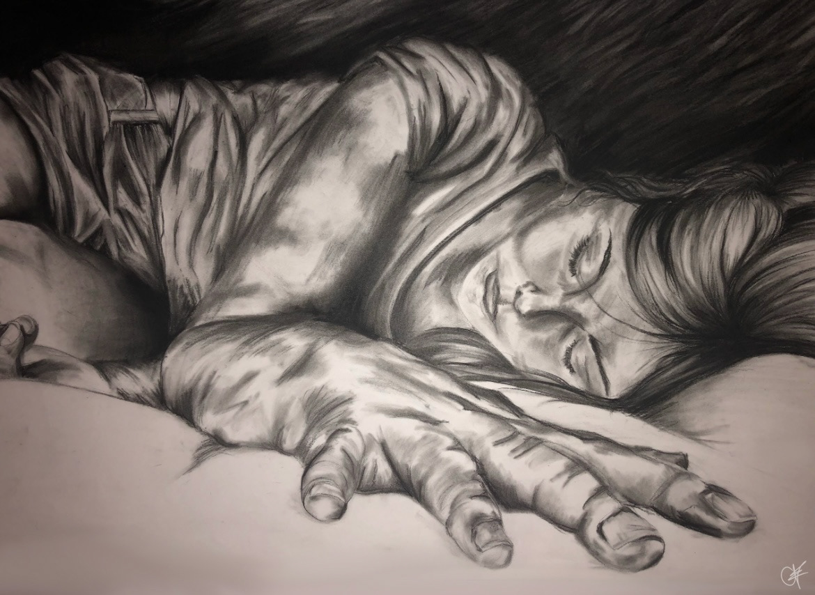 Vulnerable, charcoal on cartridge paper, 2018