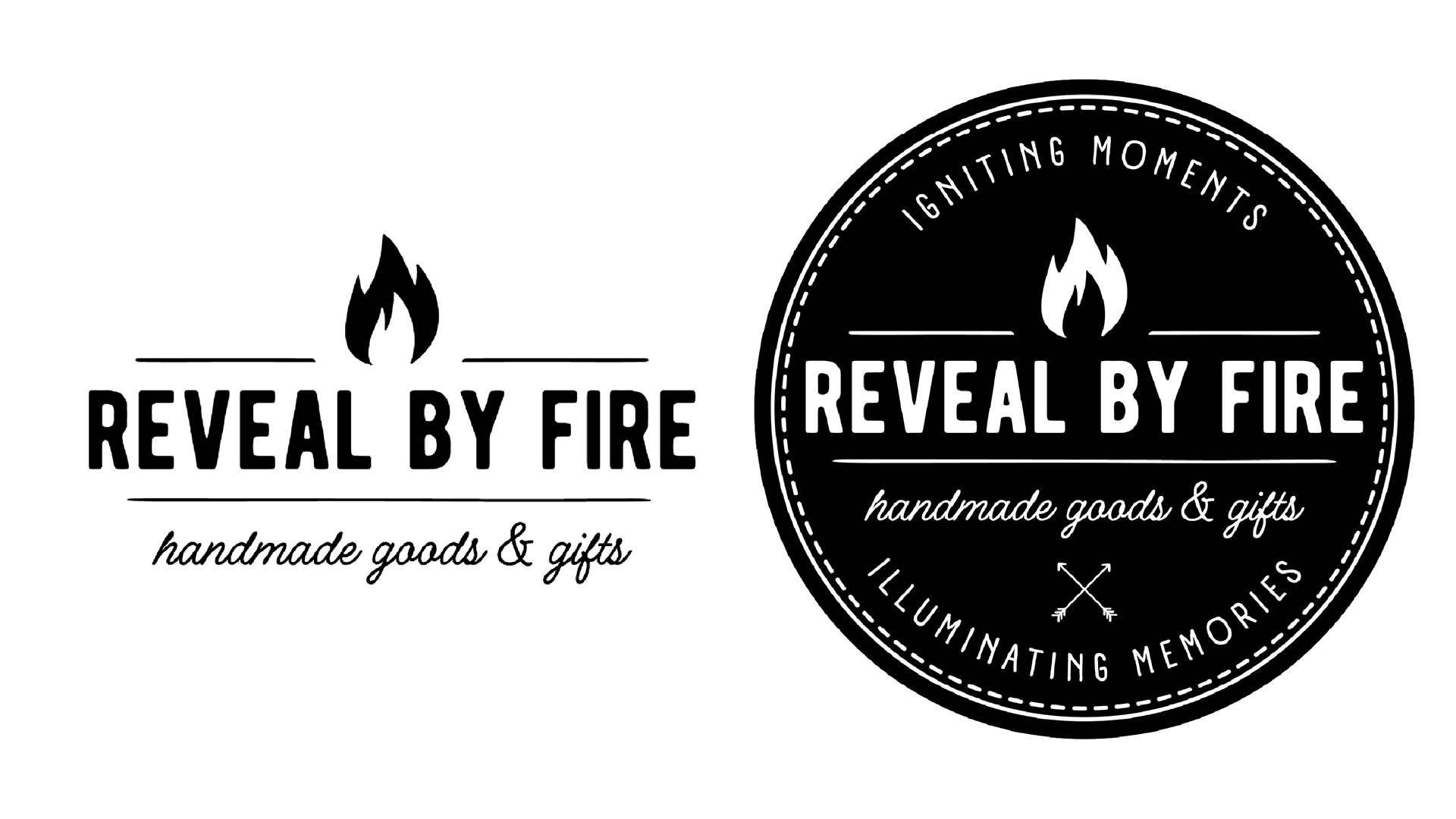 This is a logo for my small business, Reveal By Fire, where I craft handmade lotions, candles, and other aromatic products.
