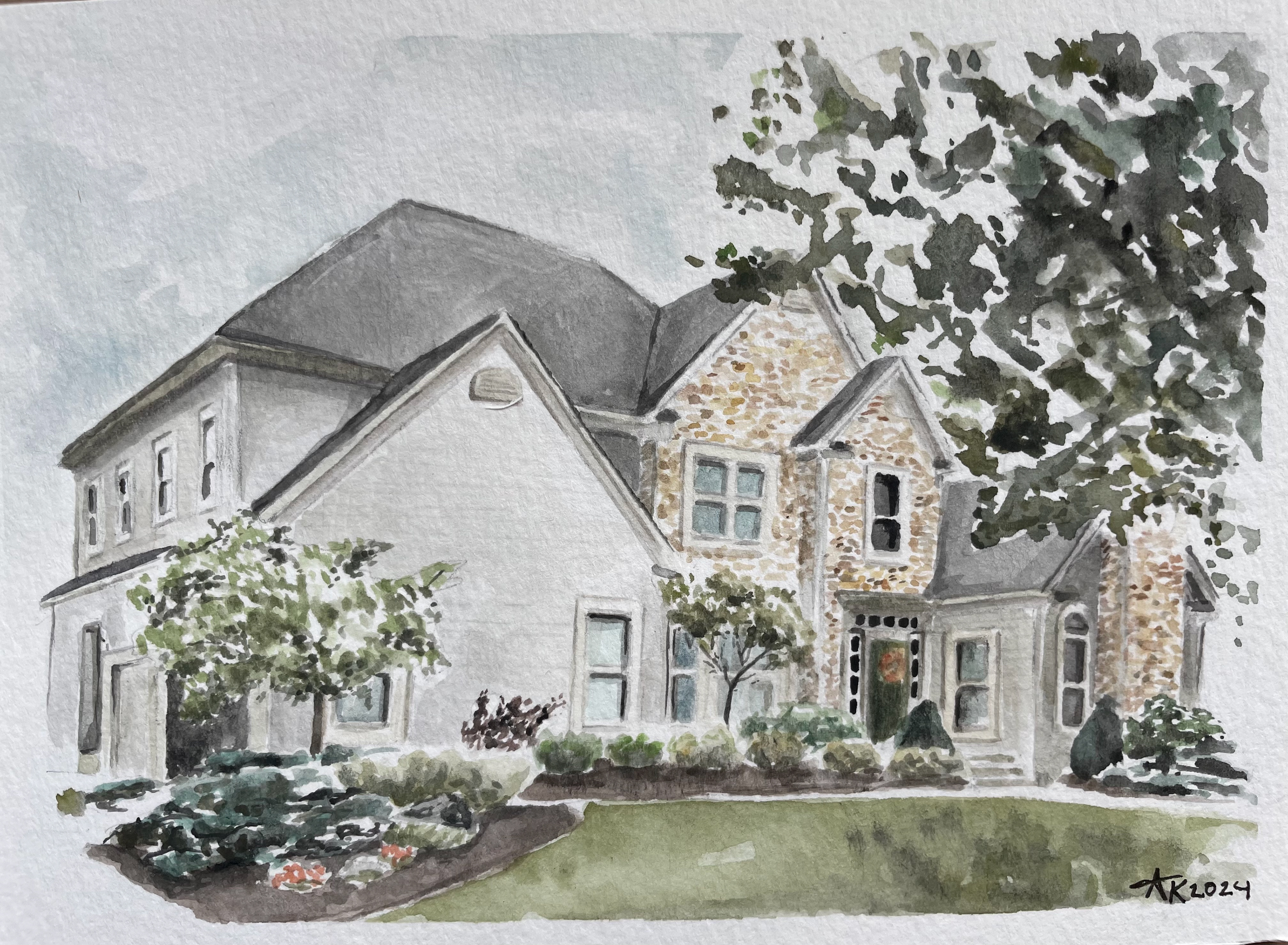 "Across the Street" - Watercolor