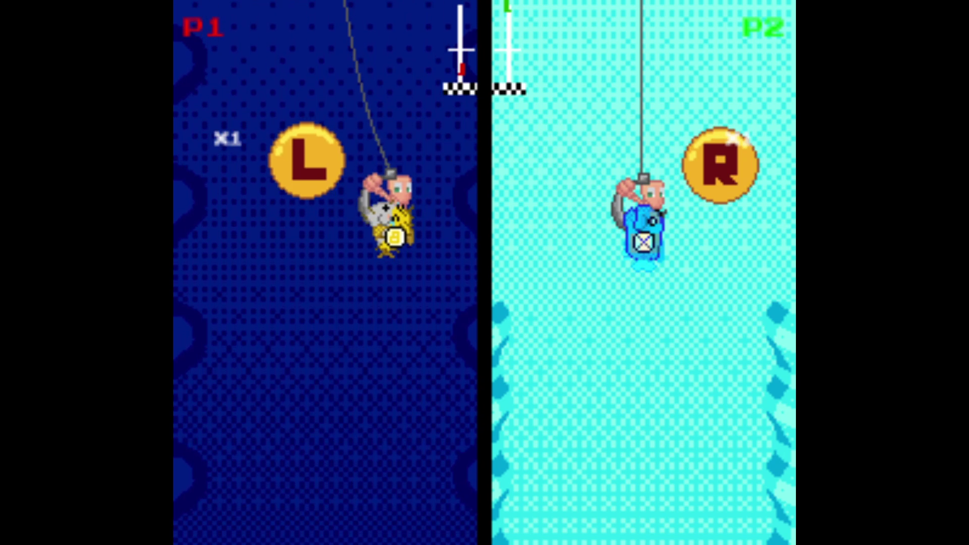 Players need to smash L and R to escape the fish