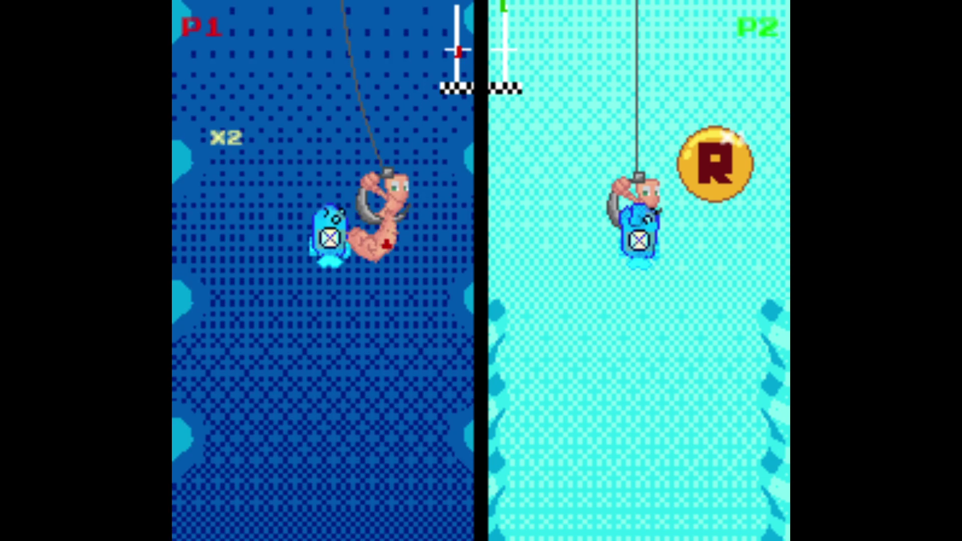 Player 1 punched the blue fish