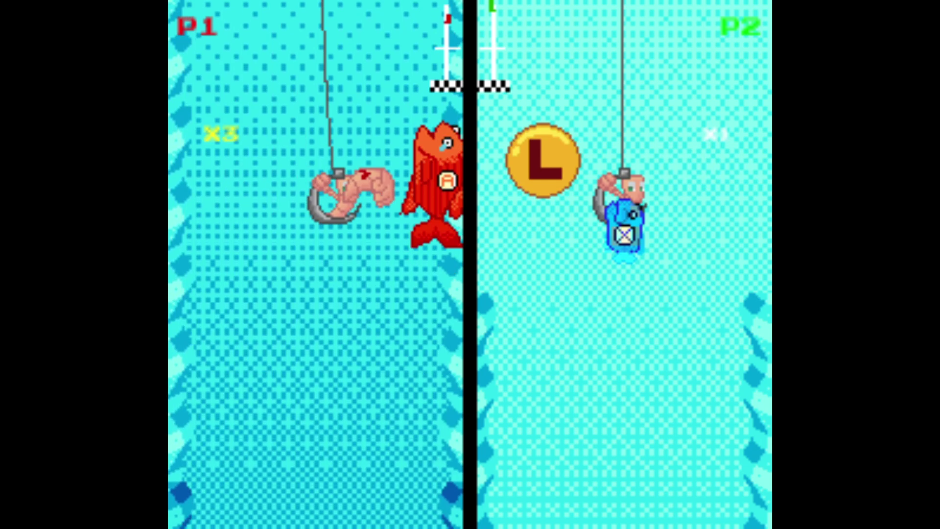 Player 1 punched the red fish