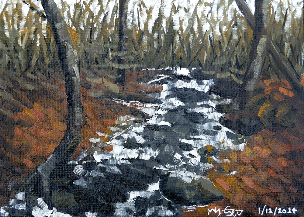 'Fall Creek' 5x7in. Oil on Canvas Board