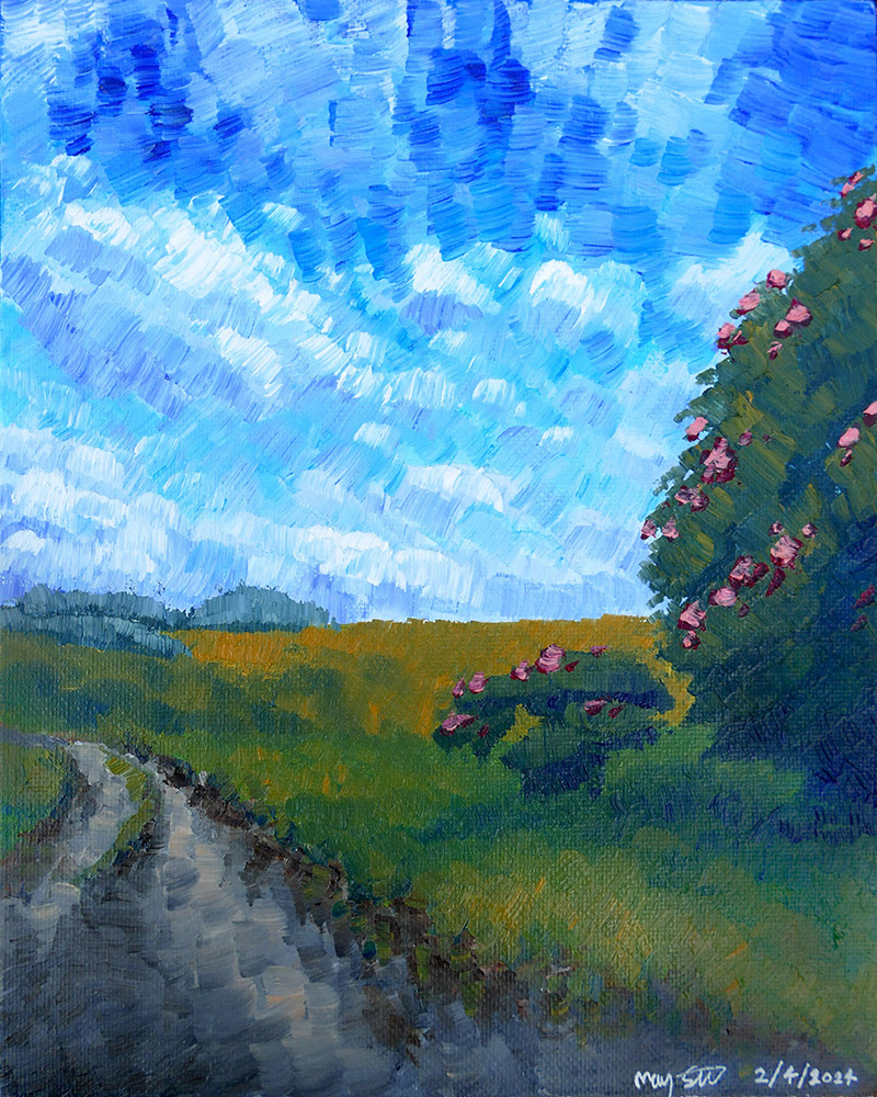 'Mimosa Fields' (2024) 8x10in. Oil on Canvas Board