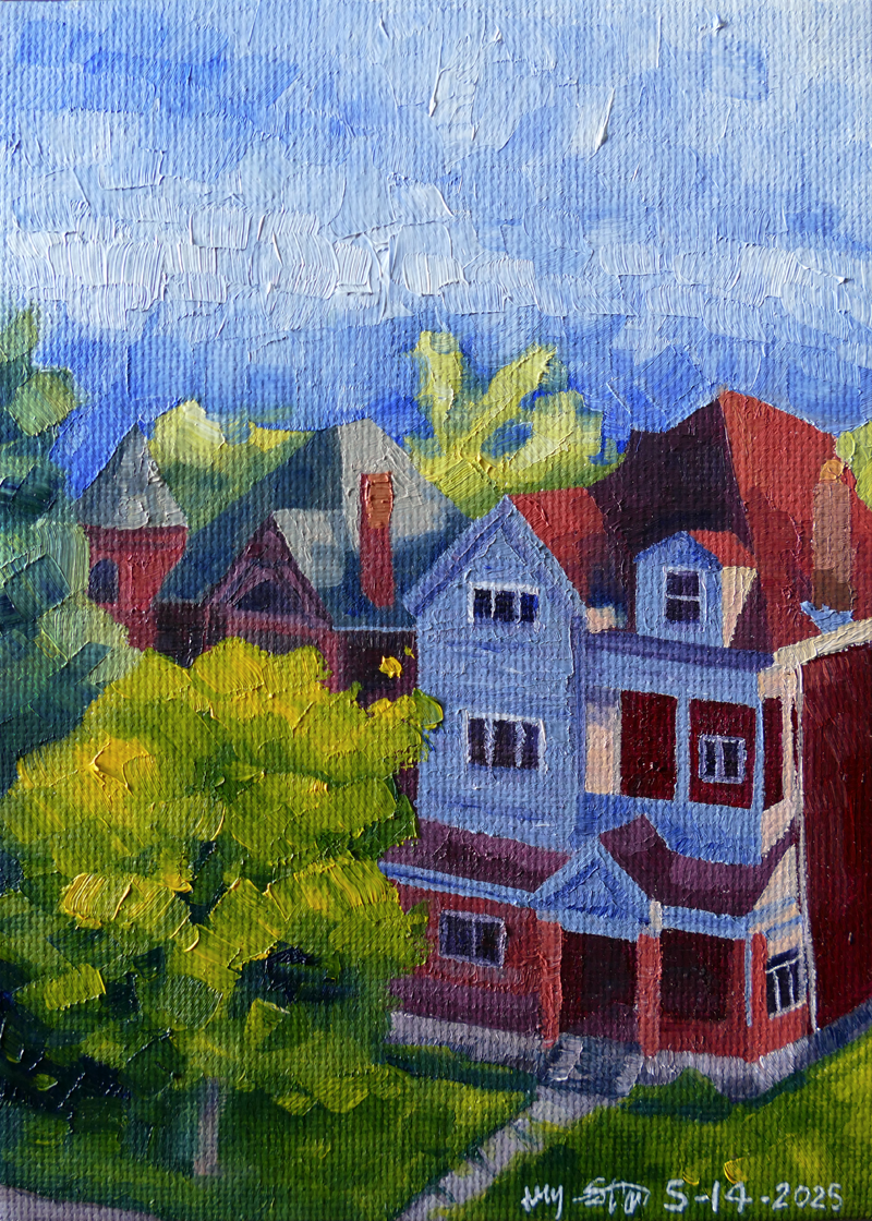 ‘Across Stanton Avenue’ (2025) 5x7in. Oil on Canvas Board