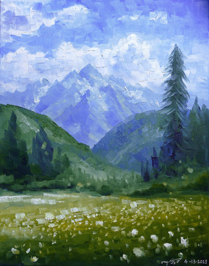 'Mountain Demo for Workshop' (2025) 11x14in. Oil on Canvas