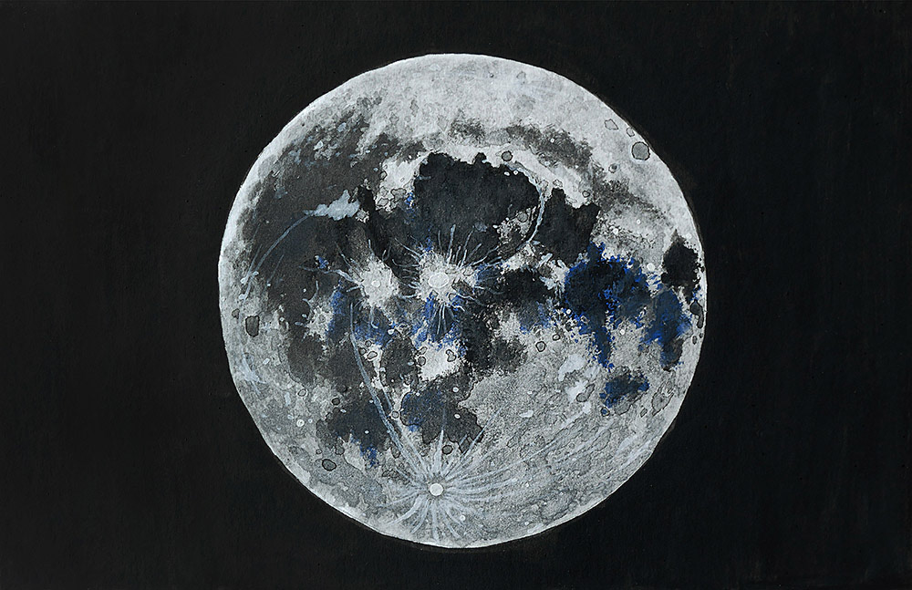 'Moon' (2022) 5.5x8.5in. Gouache on Paper