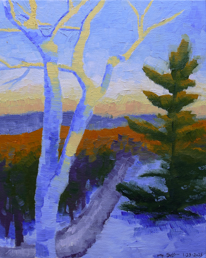 'Mound St in Winter' (2025) 8x10in. Oil on Canvas Board