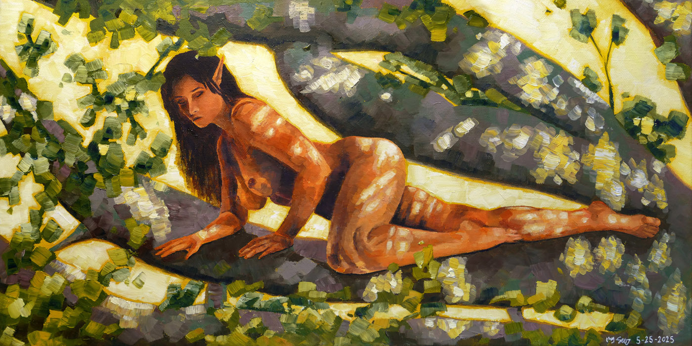 ‘Fae Woman, Crawling’ (2025) 10x 20in. Oil on Canvas