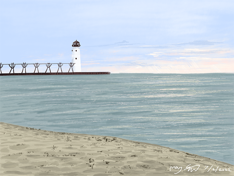 'Manistee Lighthouse' (2022) Digital Illustration