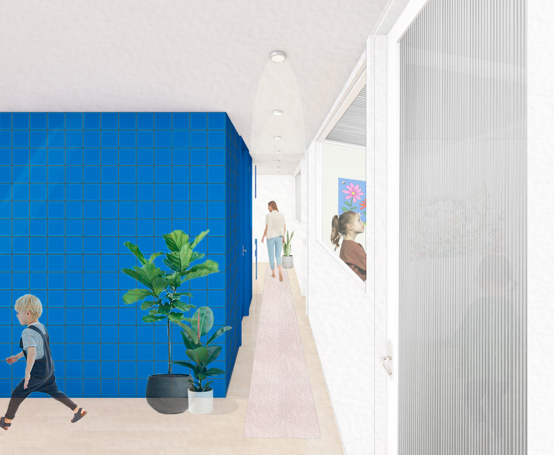 corridor between the ilot and bedrooms