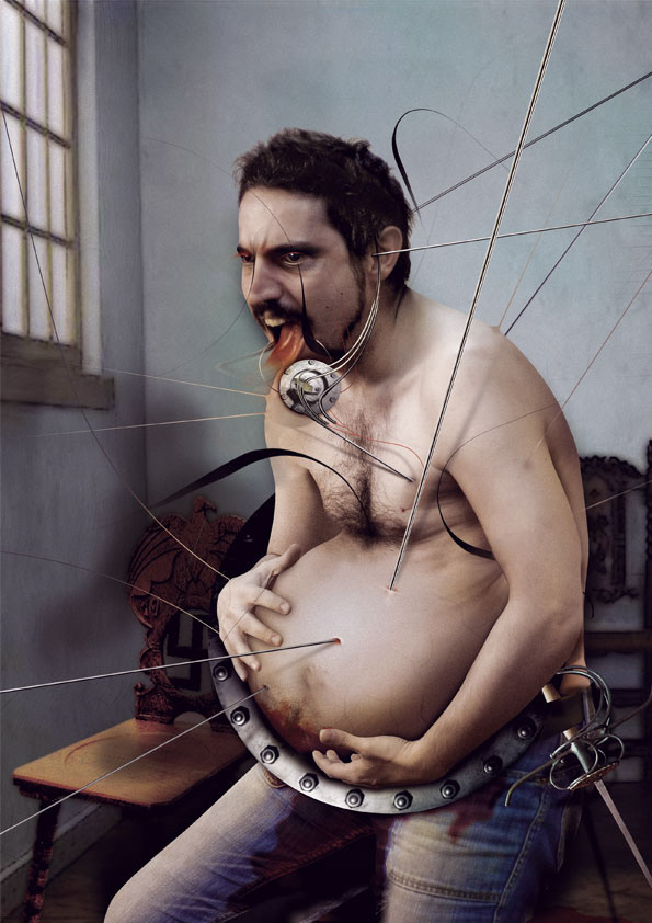 Artist as a pregnant man