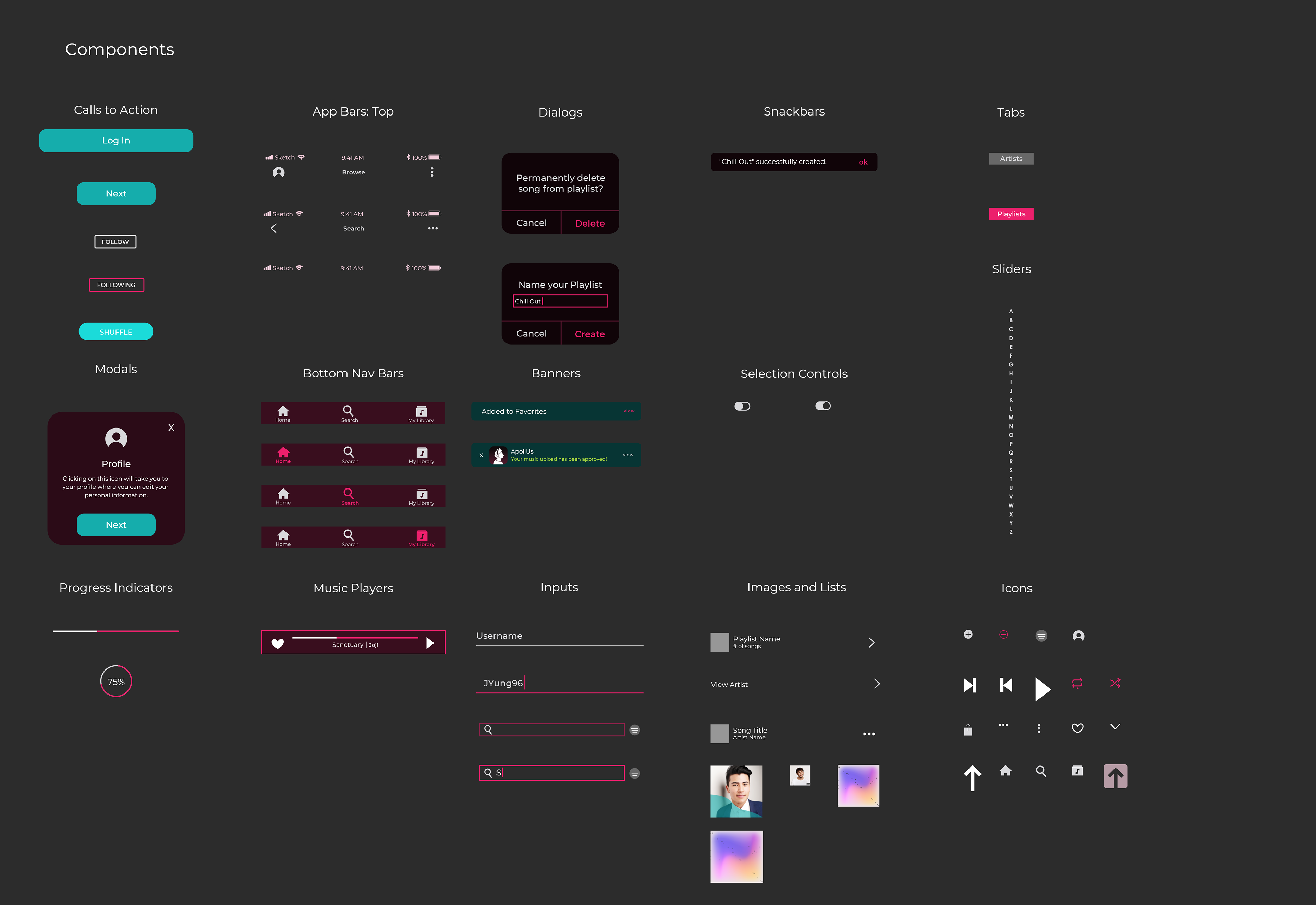 App Components (Made in Illustrator and Lunacy for PC)