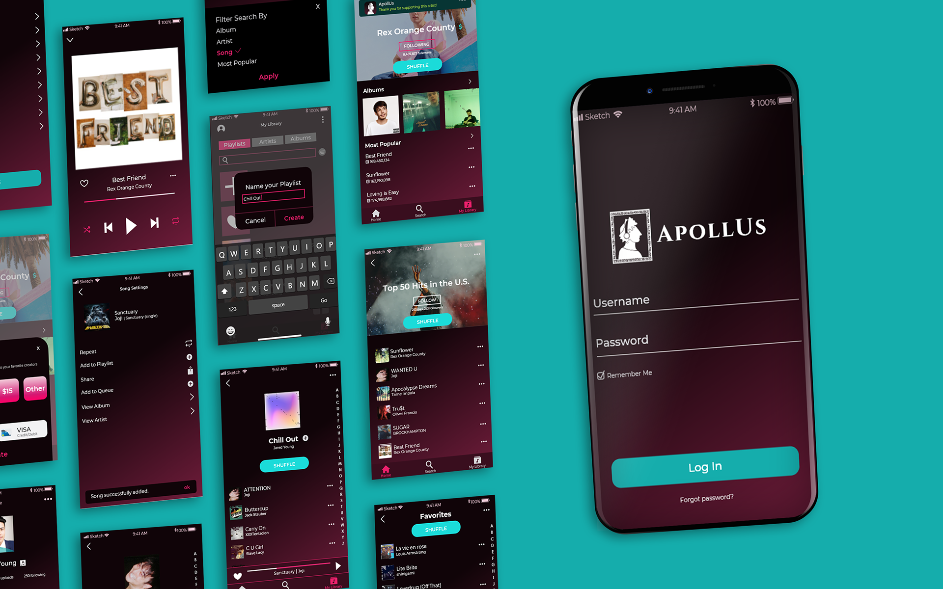 High Fidelity App Screens
