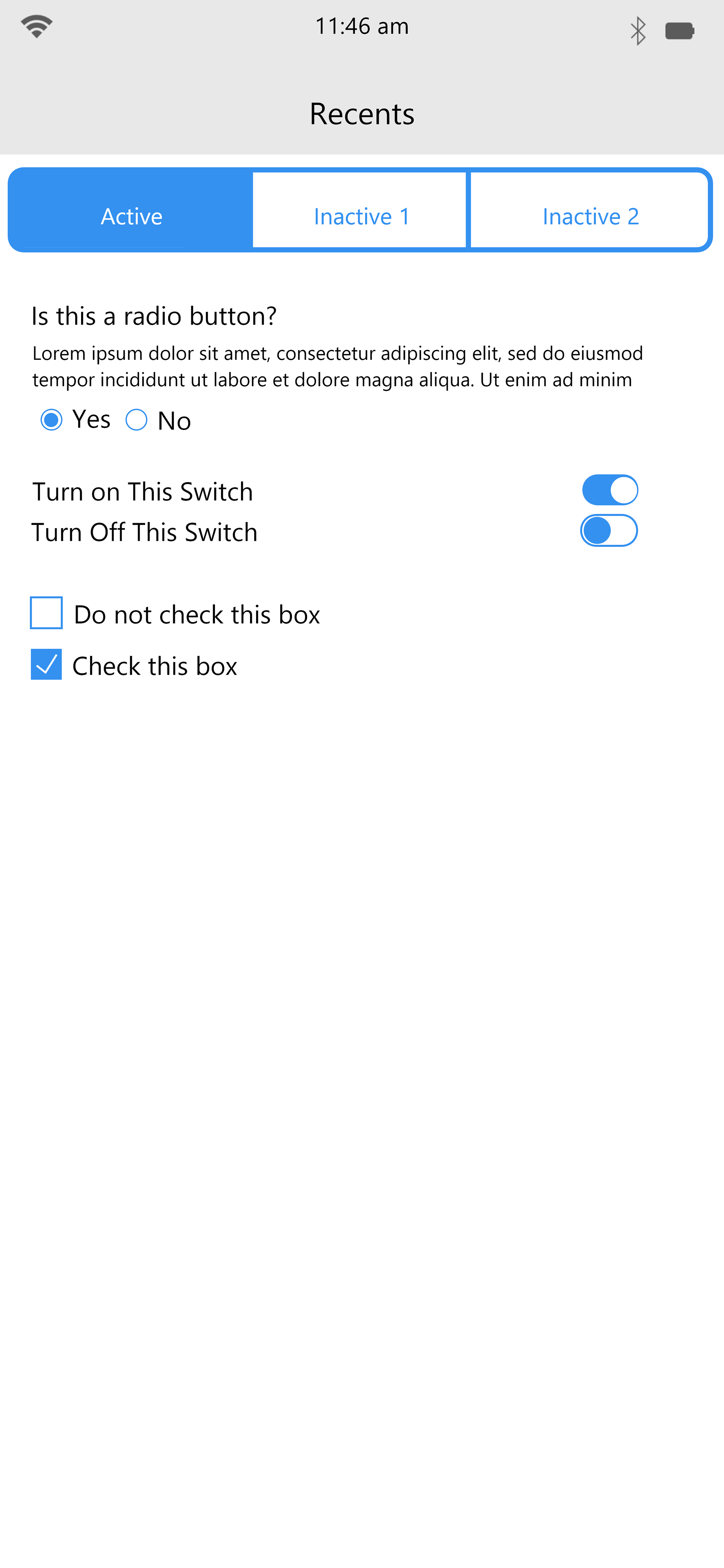App Tabs and Selectors (iOS)